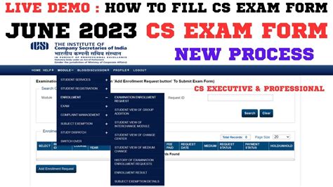 SCHEDULE FOR MAIN EXAMINATION FORM FILLING 2023.